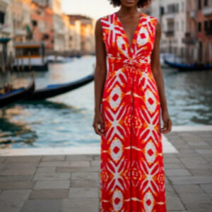 Roman, Maxi Vestido Orange & WhiteTalla 40