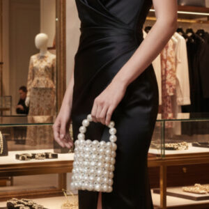 Bolso de Mano Bucket en Perlas & Oro