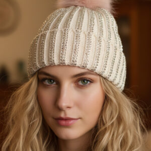 Hermoso Gorro Rosa Palo con Pedrería