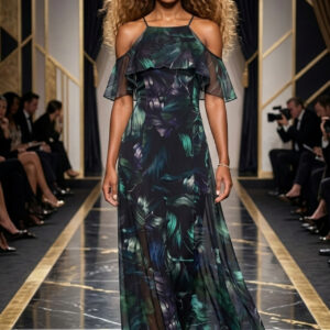Roman, Vestido de Gala con Estampado Artístico Talla 42