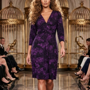 Per Una, Vestido de cóctel con estampado floral amatista Talla 42