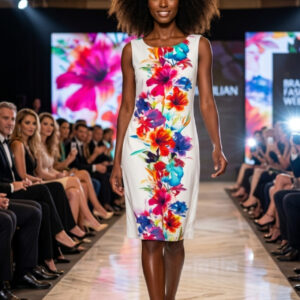Pomodoro, Vestido Estampado Vertical Talla 38