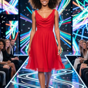 Debut, Elegante Vestido de Cóctel Rojo Vibrante Talla 42