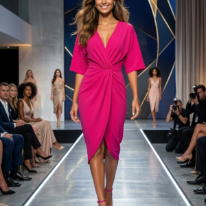 Girlin Mind, Vestido Cruzado Fucsia Talla 40