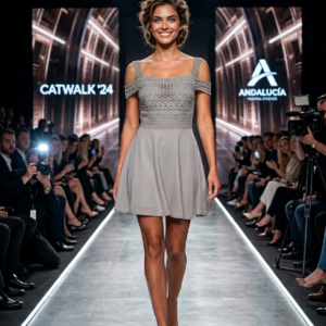 Missguided, Vestido Gris con Cuerpo de Encaje Talla 40