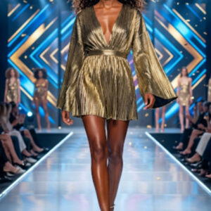 PrettyLittleThing, Mono Corto Color Oro Metalizado Talla 38