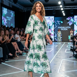 M&S Collection, Maxi Vestido Floral en Tonos Verdes Talla 48
