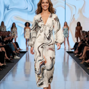 Topshop, Vestido Estampado Efecto Mármol Fluido Talla 34