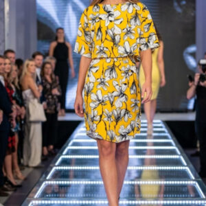 M&S Collection,  Vestido Amarillo con Estampado Floral Talla 38