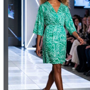 Boohoo,  Vestido Primaveral Color Blanco & Verde Talla 40