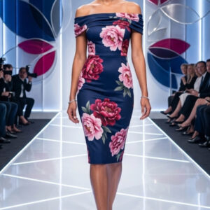 Quiz, Hermoso Vestido con Escote Bardot Talla 46