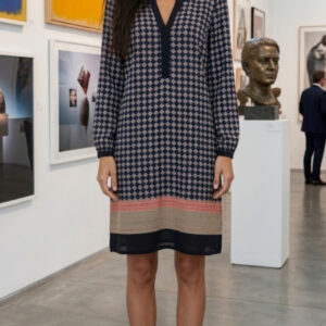 M&S Collection, Vestido Sofisticado con Patrones Geométricos Talla 46