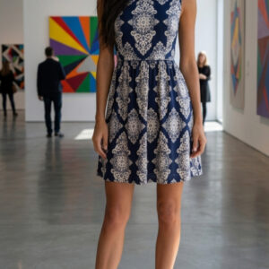 Oasis, Hermoso Vestido con Estampado Damascus Talla 40/42