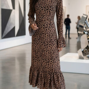 Boohoo, Hermoso Vestido con Estampado Leopardo Talla 42