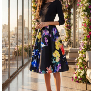 Coast, Vestido Floral Negro Talla 36