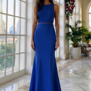 Tiffanys Illusion, Hermoso Maxi Vestido Azul Cobalto Talla 38