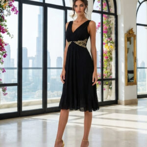 Quiz, Elegante Vestido Plisado de Cóctel Talla 42