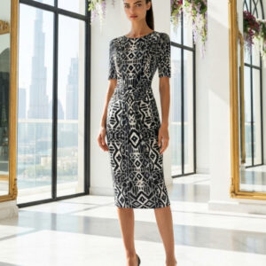 M&S Collection, Elegante Vestido con Estampado Geométrico Talla 40
