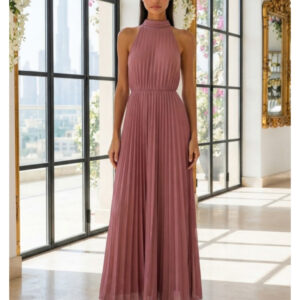 Asos, Elegante Vestido Largo de Color Rosa Malva Talla 38