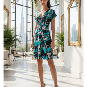 South, Vestido con Estampado Color Turquesa Talla 42Abstracto