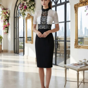 Zara, Vestido Negro & Blanco Talla 40